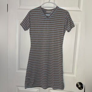 kathy ireland - Y2K Blue and Orange Striped Dress - Size Small